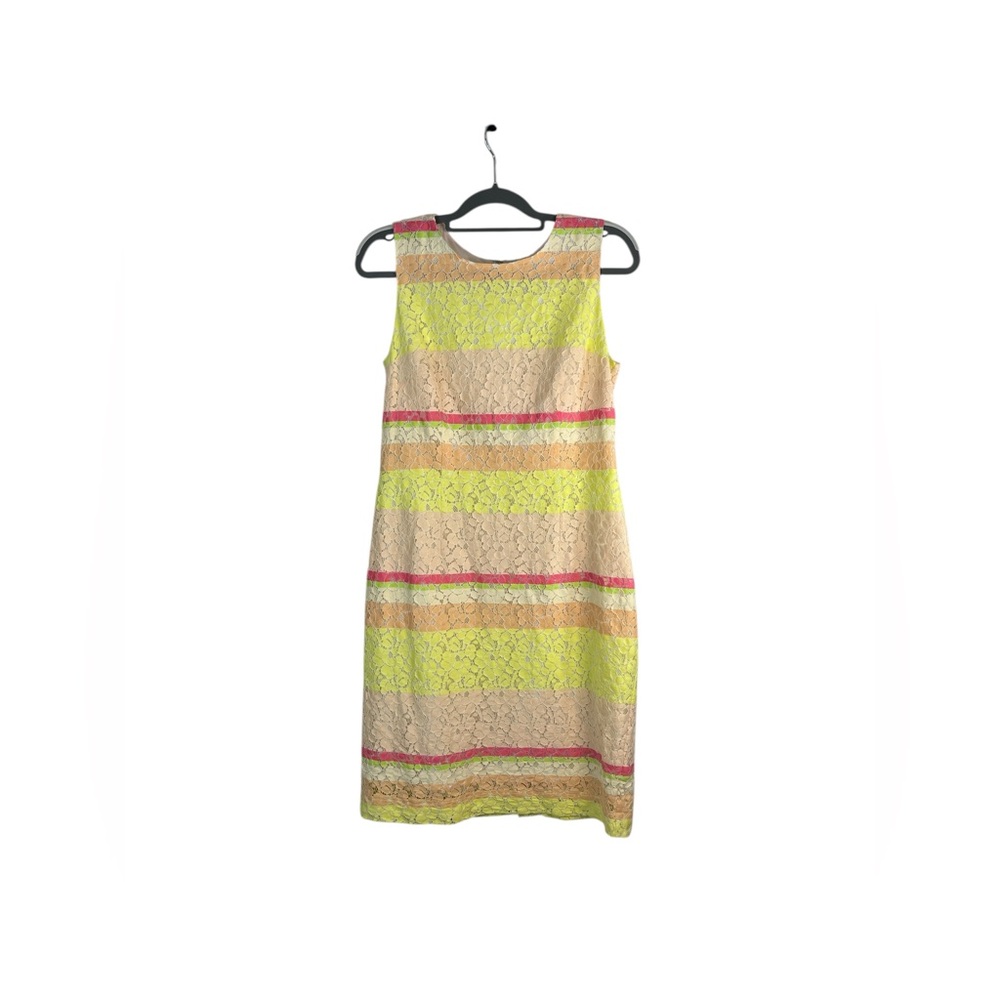🌼 Ann Taylor Colorblock‎ Lace Sheath Dress – Size 8 – Multicolor – Sleeveless